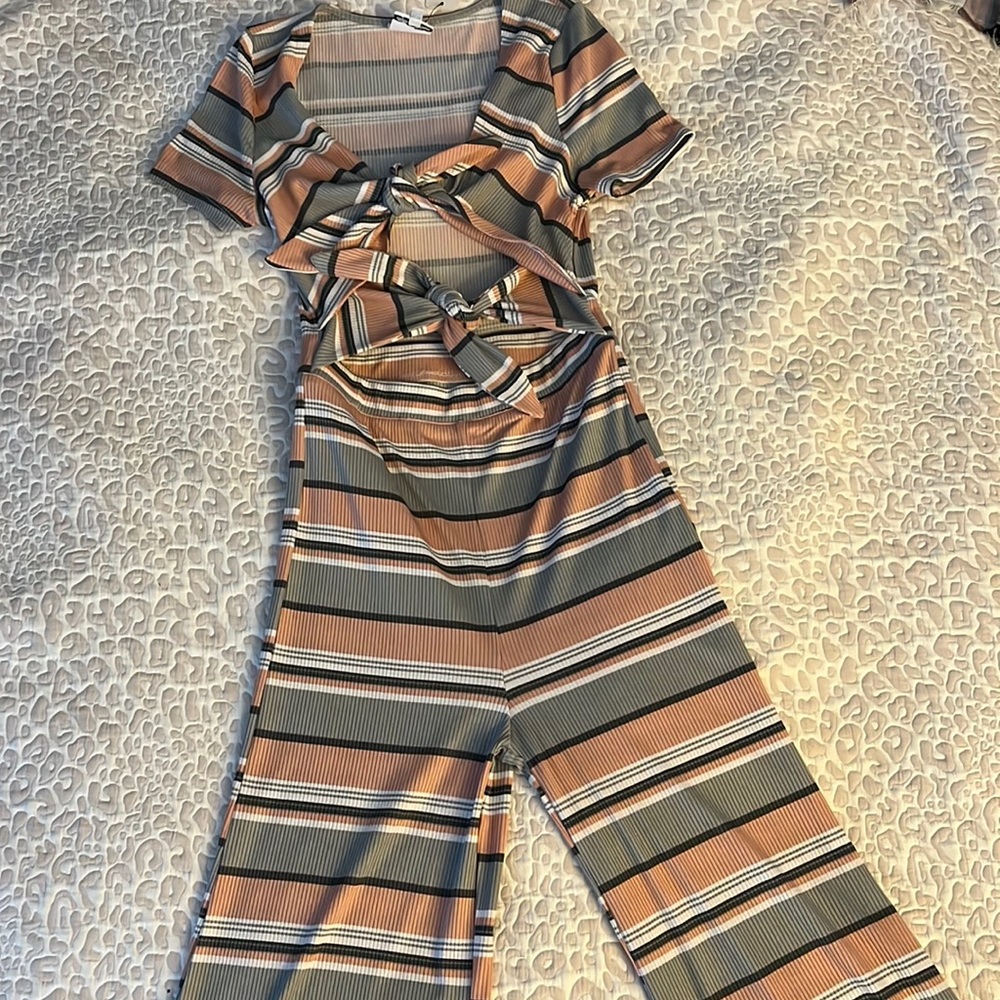 Open tie front jumpsuit